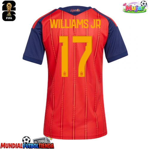 Camiseta España Nico Williams #17 Primera Equipación Replica Mundial 2026 para mujer mangas cortas